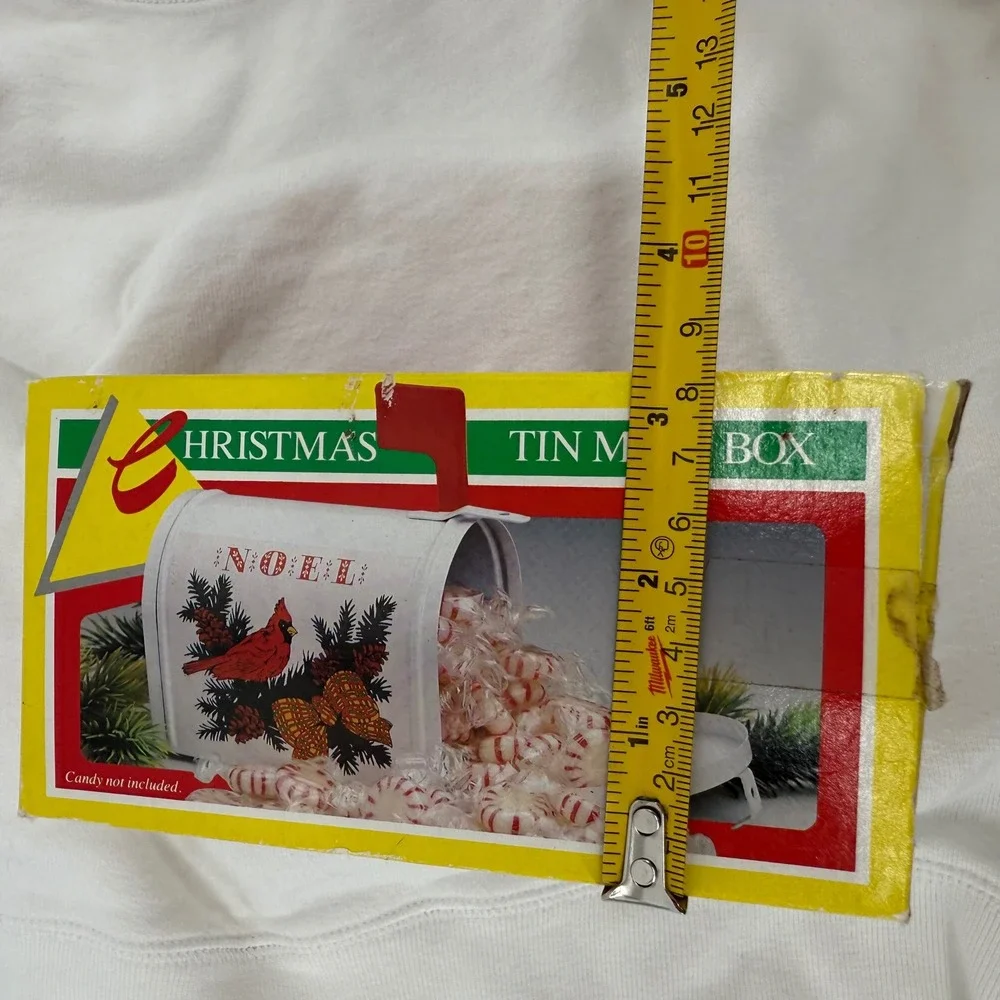 Christmas Tin Mailbox Cardinal‎ Noel Holiday Decor Candy Nut Storage